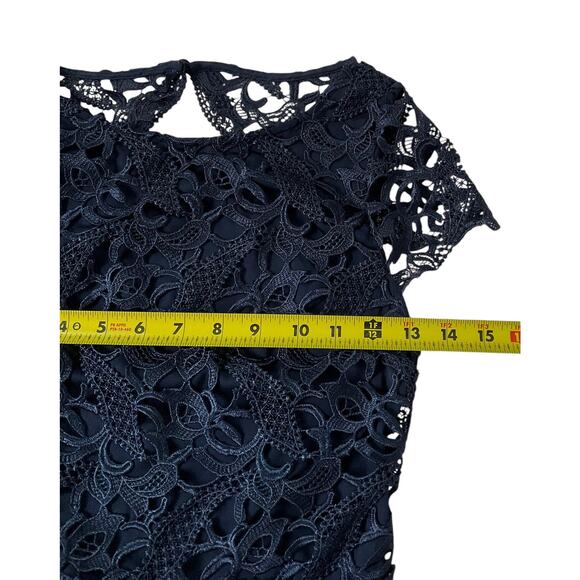 Alice + Olivia Blue Embroidered Open Back Sheath Dress Women Size 0 | 58-36 - Picture 6 of 7